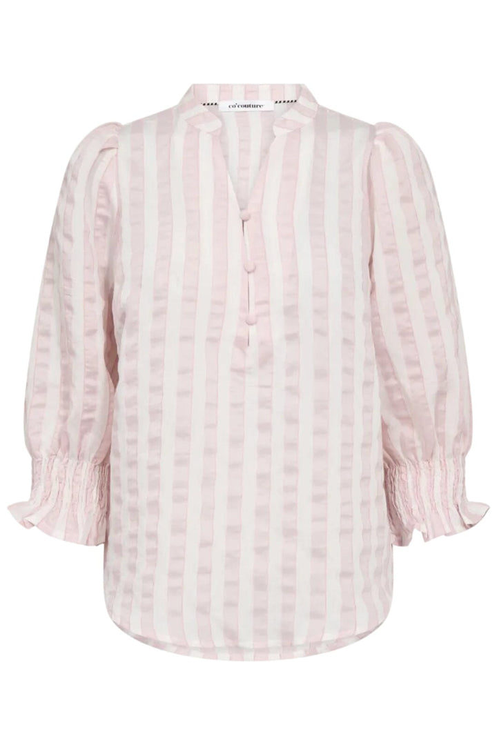 Co´Couture - Sailacc Stripe Ss V-Blouse 500092 - 35006 - Rosebloom Bluser 