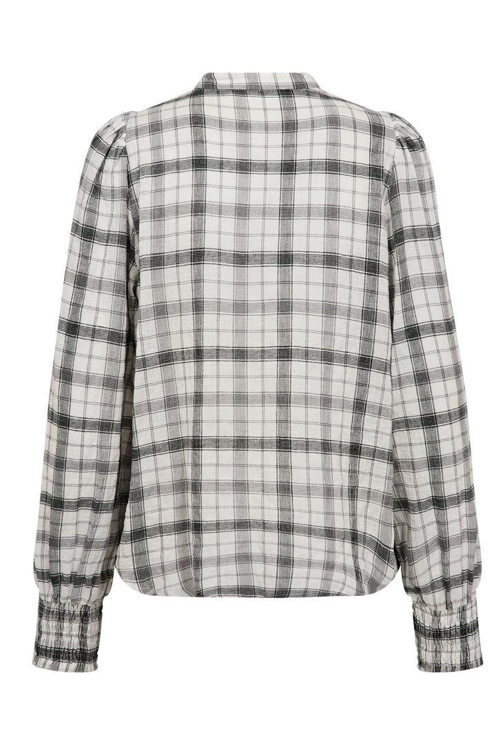 Co´Couture - Sally Check V-Blouse 35882 - 11 - Off White