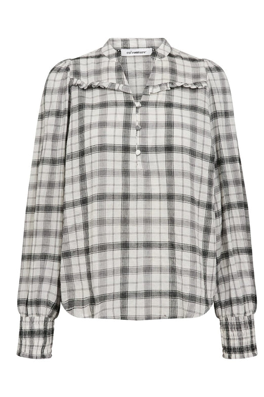Co´Couture - Sally Check V-Blouse 35882 - 11 - Off White