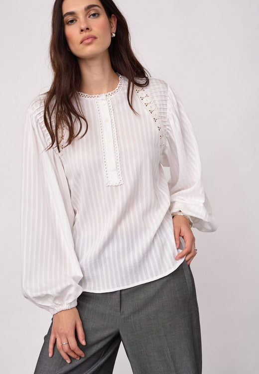 Co´Couture - Sennecc Lace Blouse 500568 - 10001 - White Bluser 