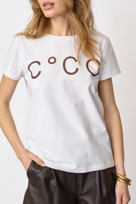 Co´Couture - Signaturecc New Tee 33200 - 40145 - White/Darkbrown T-shirts 
