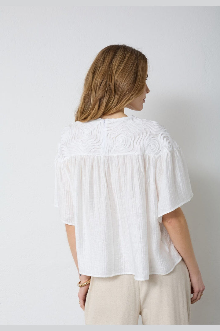 Co´Couture - Tassycc Flower Ss Blouse 45072 - 4000 - White