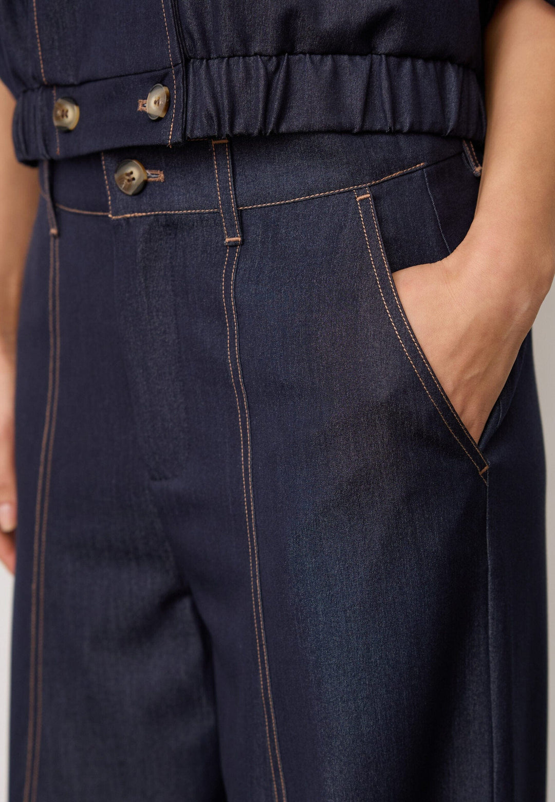 Co´Couture - Terrycc Barrel Pant 500107 - 45006 - Navy Denim Bukser 