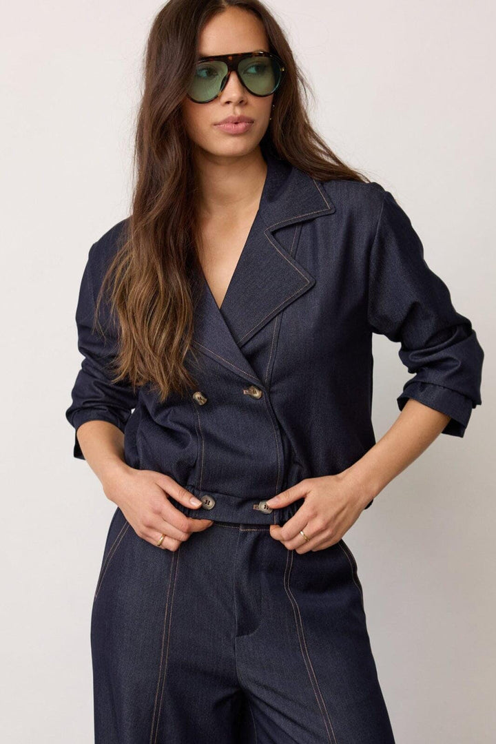 Co´Couture - Terrycc Double Breasted Blazer 500106 - 45006 - Navy Denim Jakker 