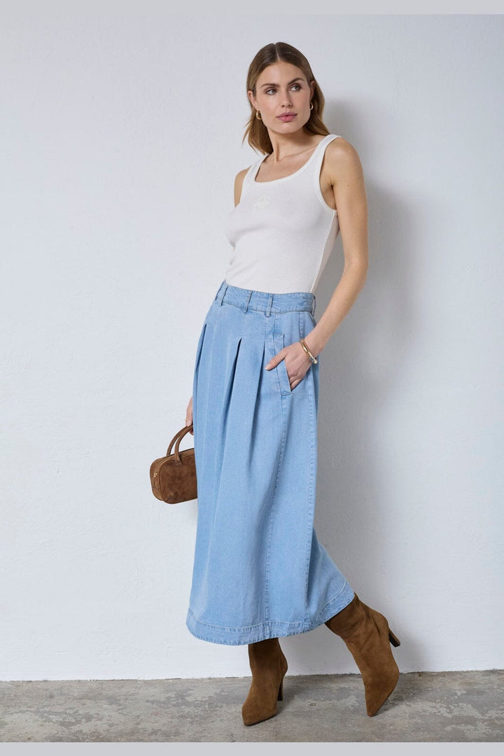 Co´Couture - Tillycc Anya Pleat Skirt 44017 - 114 - Fade Denim