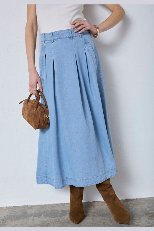 Co´Couture - Tillycc Anya Pleat Skirt 44017 - 114 - Fade Denim