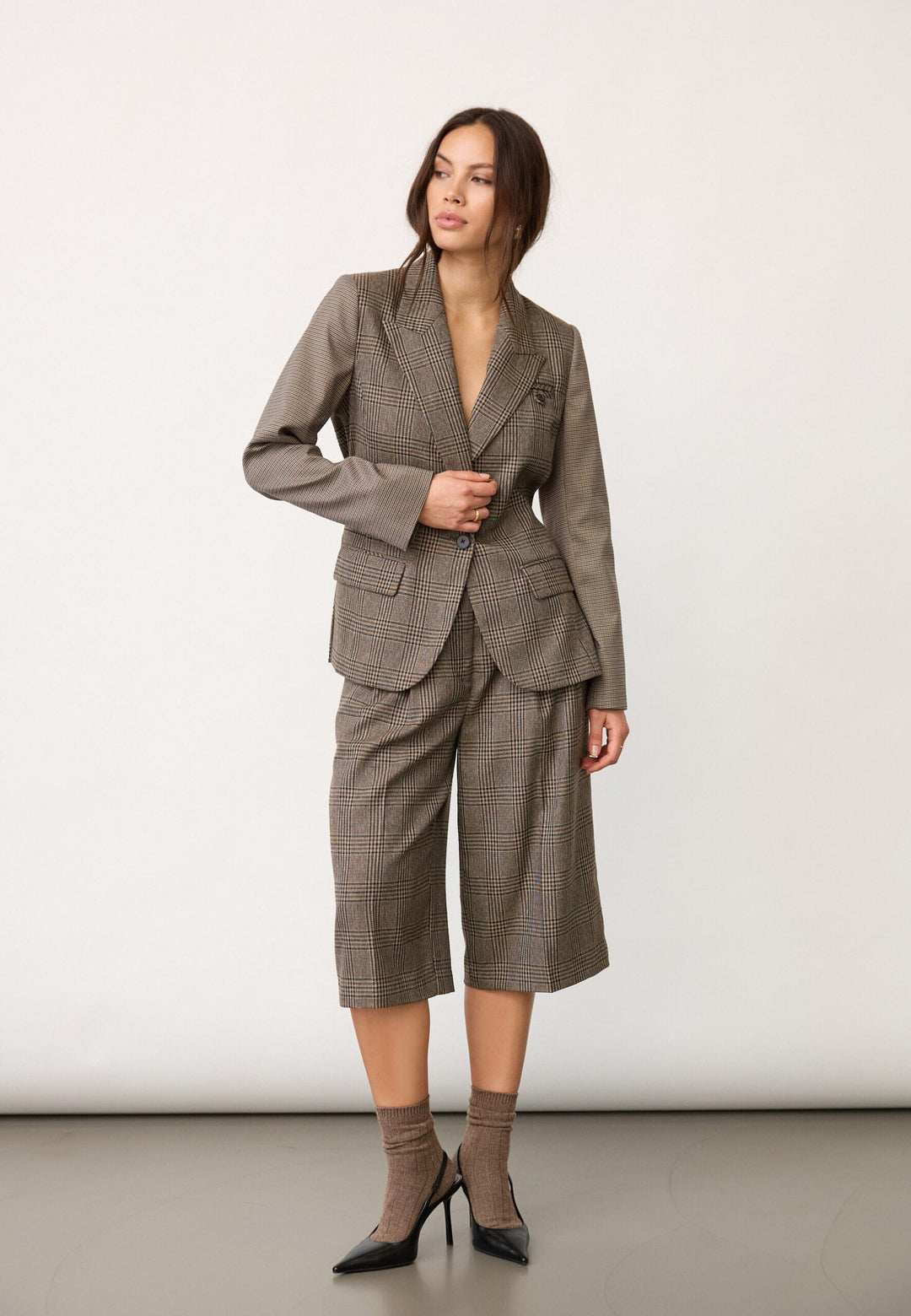 Co´Couture - Veyacc Check Fitted Blazer 500144 - 20002 - Brown Blazere 