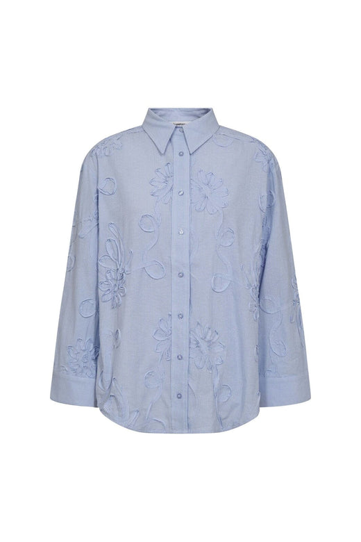 Co´Couture - Xaviercc Stripe Flower Shirt 45040 - 23 - Pale Blue