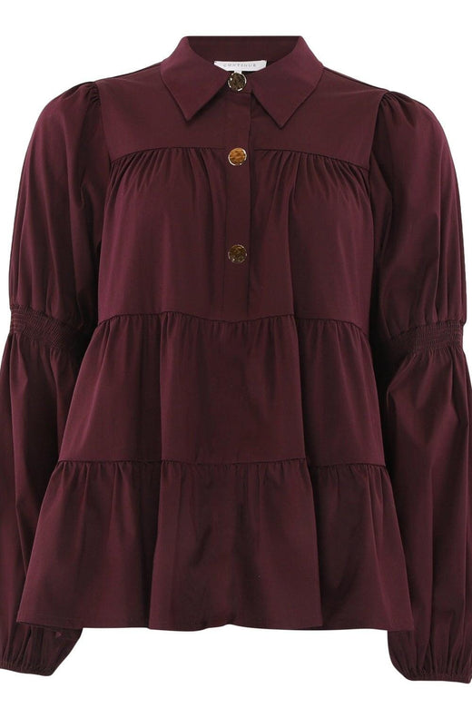 Continue - Sanna Gold Buttons 15085 - Bordaux Bluser 