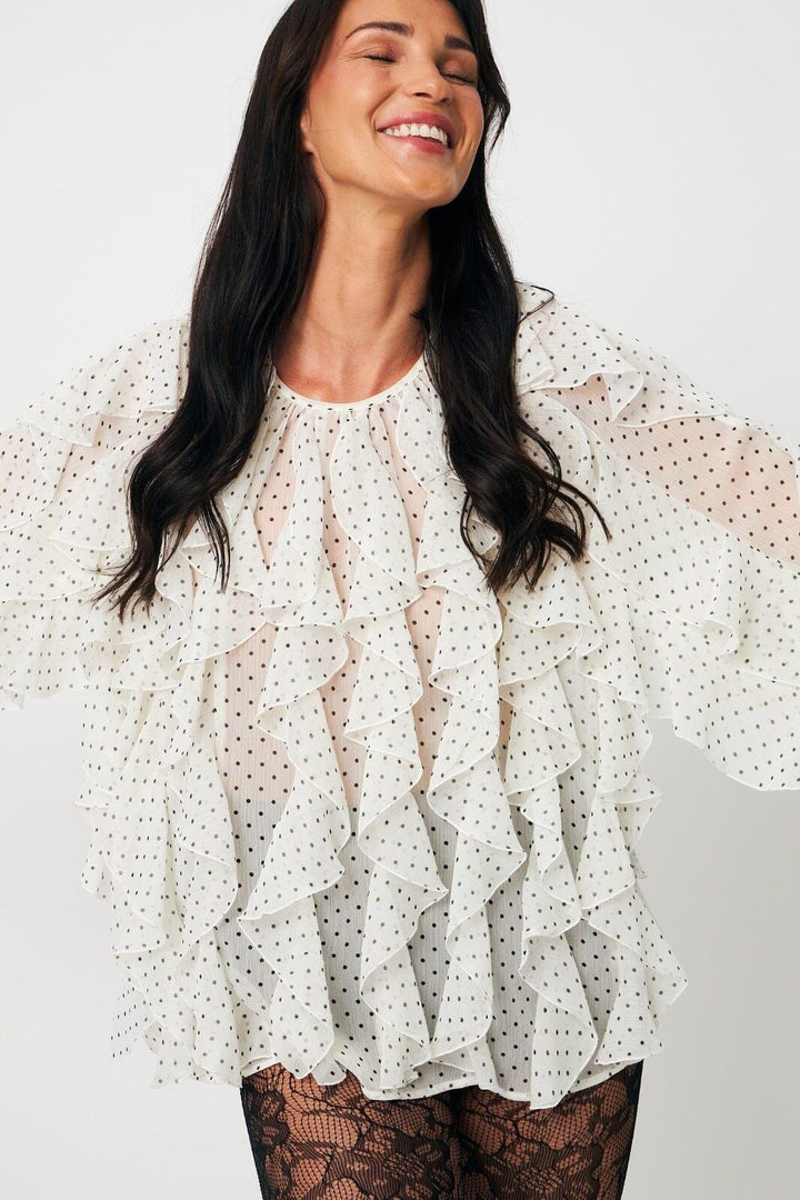 Cras - Rya Blouse C524 - 8149 - 8149 Ivory Mini Dot Bluser 