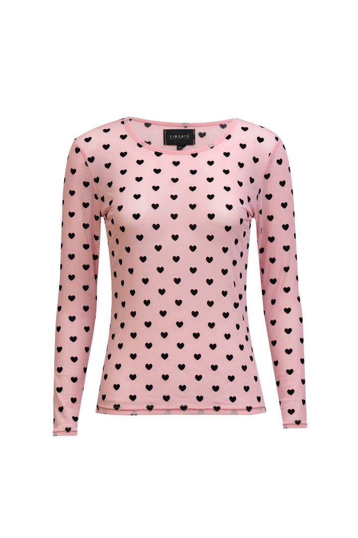 Liberte - Mesh Ls Tshirt, Flock 22081 - Rose Heart