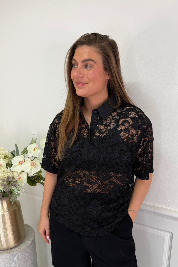 Dear Molly - Broderi Polo Shirt - Black 
