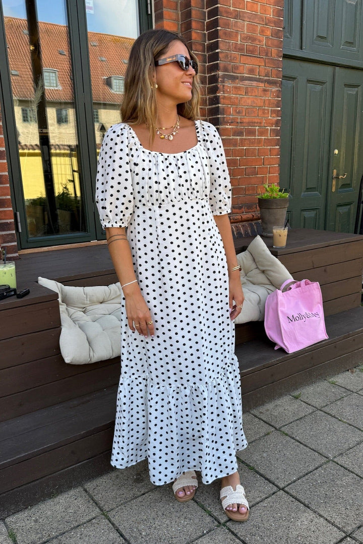 Dear Molly - Dot Dress 129650B - White W.black Dots Kjoler 