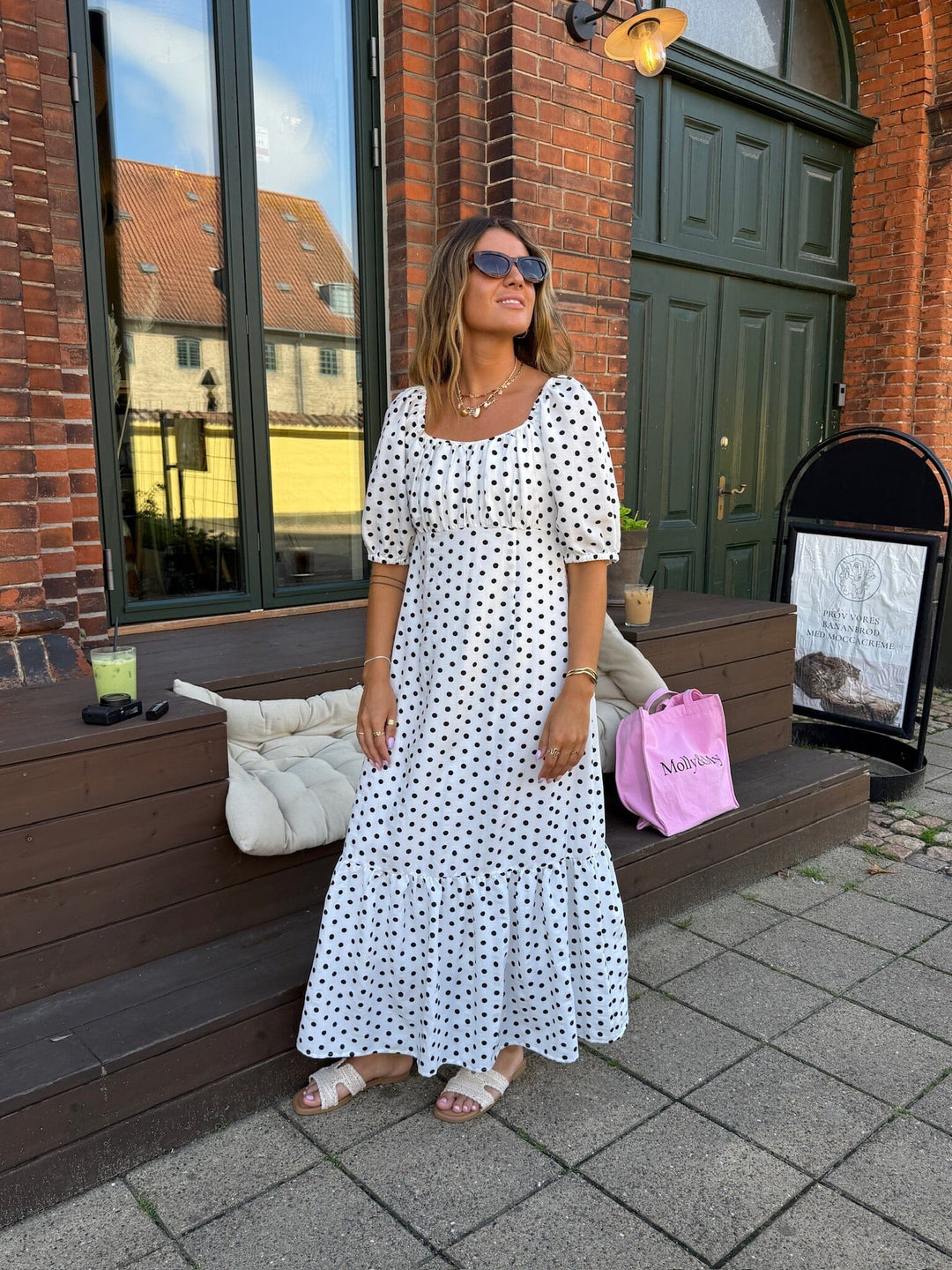 Dear Molly - Dot Dress 129650B - White W.black Dots Kjoler 