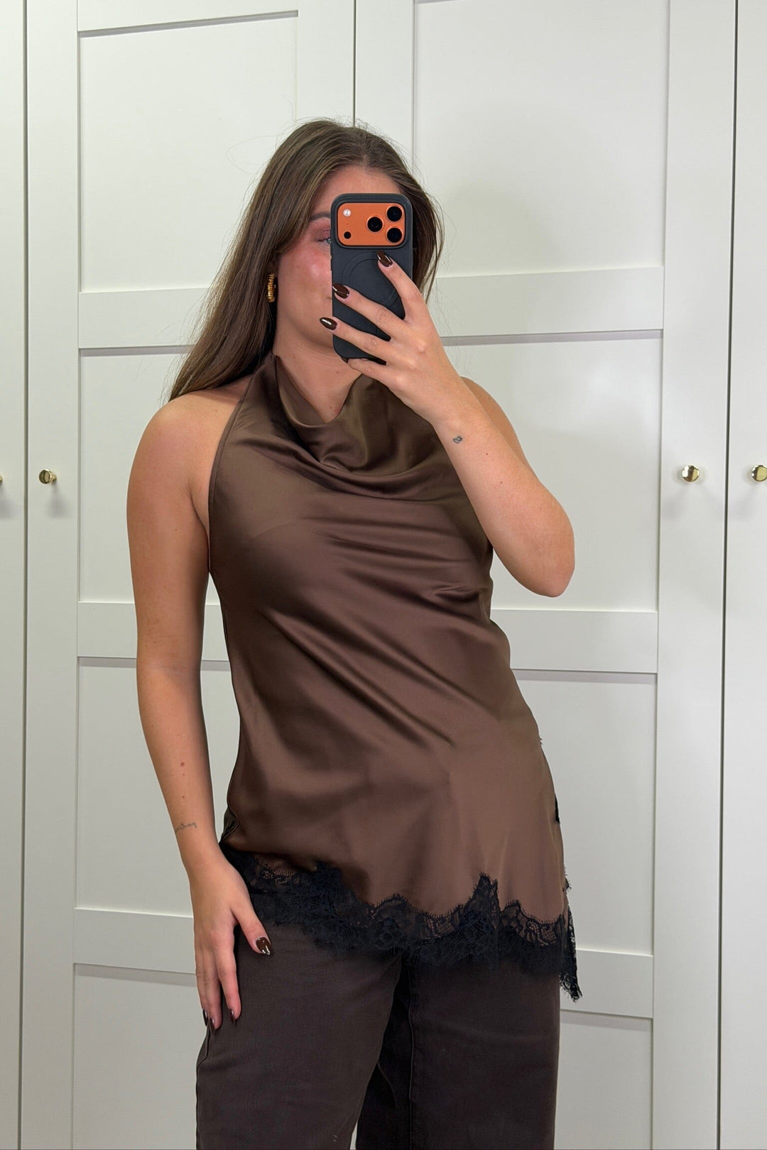 Dear Molly - Halterneck Lace - Brown 