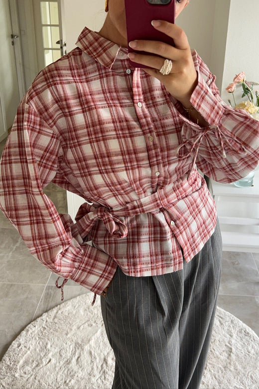Dear Molly - Quilt Twist Shirt Ch171499b - Pink Check Skjorter 