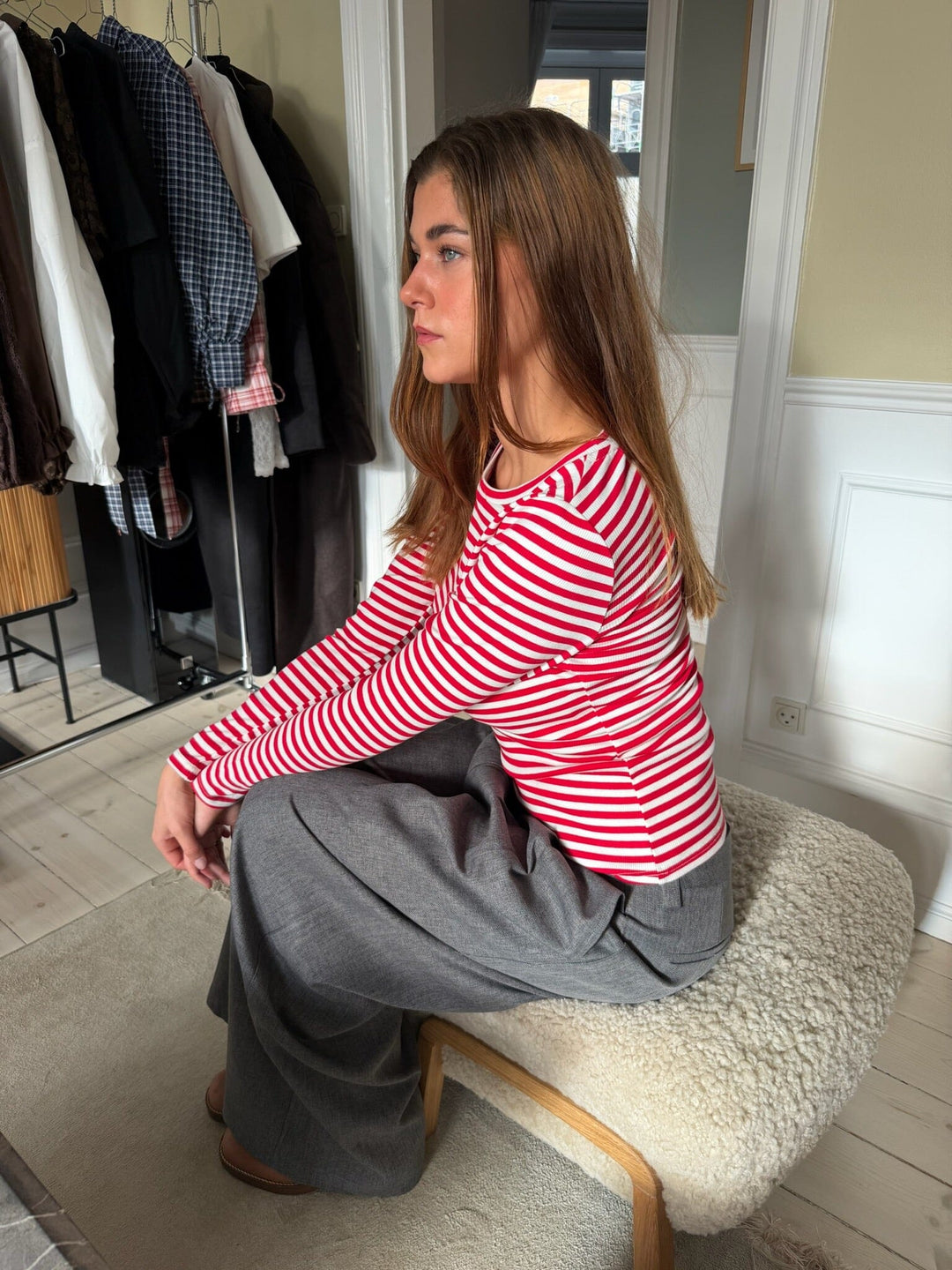 Dear Molly - Stripe Blouse Ch156543e - Red/White 