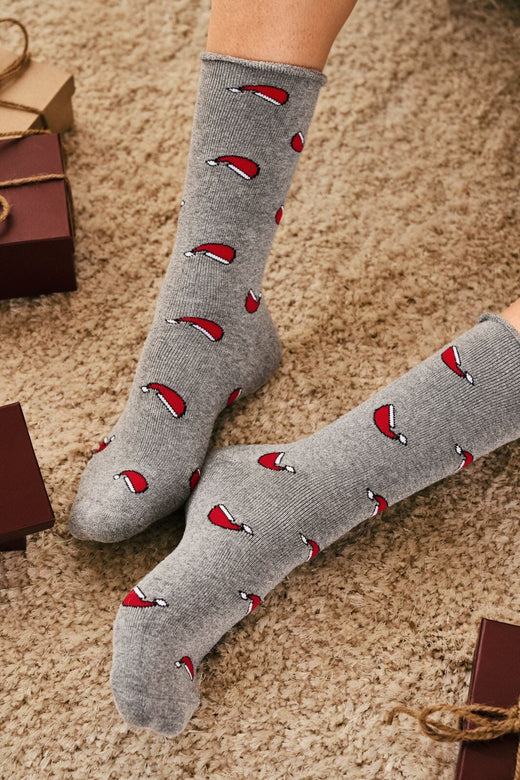 Decoy - Cosy X-Mas Socks 21510-75 - 1120 - Lys Grå Melange Strømper 
