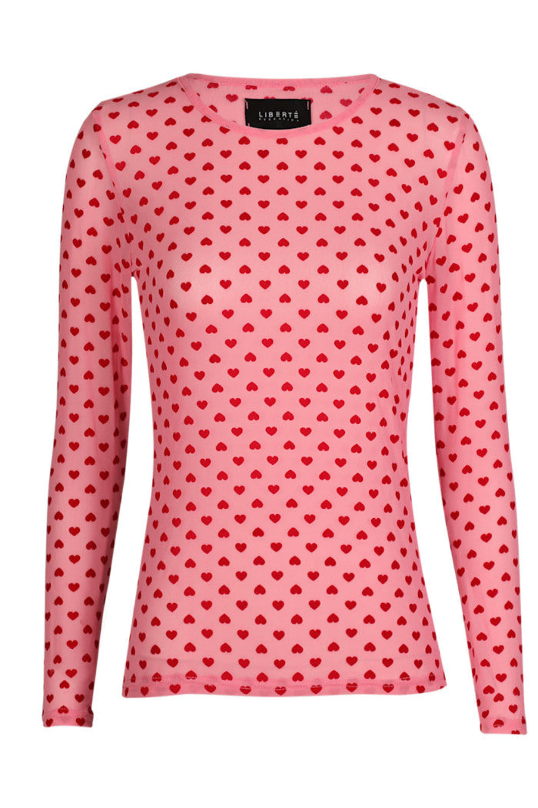 Liberte - Mesh Ls Tshirt 22065 - Pink Red Flock Heart