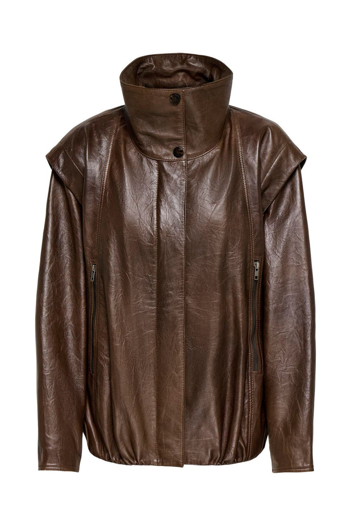 Only - Onlmolly Real Leather Jacket - 5275666 Toffee Washed