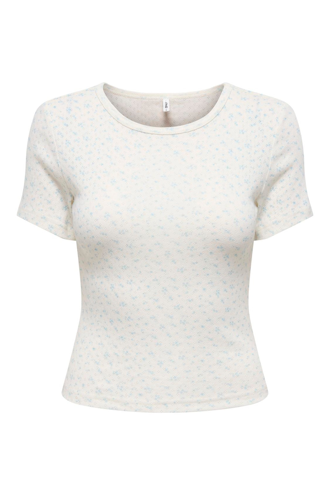 Only - Onlmadison S/S O-Neck Baby Tee - 4969625 Cloud Dancer Gry Flower Winter Sky