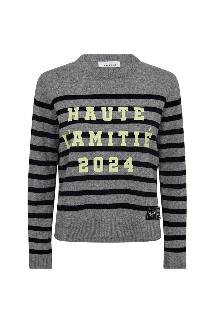 Haute L'Amitié - Cash Ls Stripe Logo Knit HL10261 - Light Grey Melange