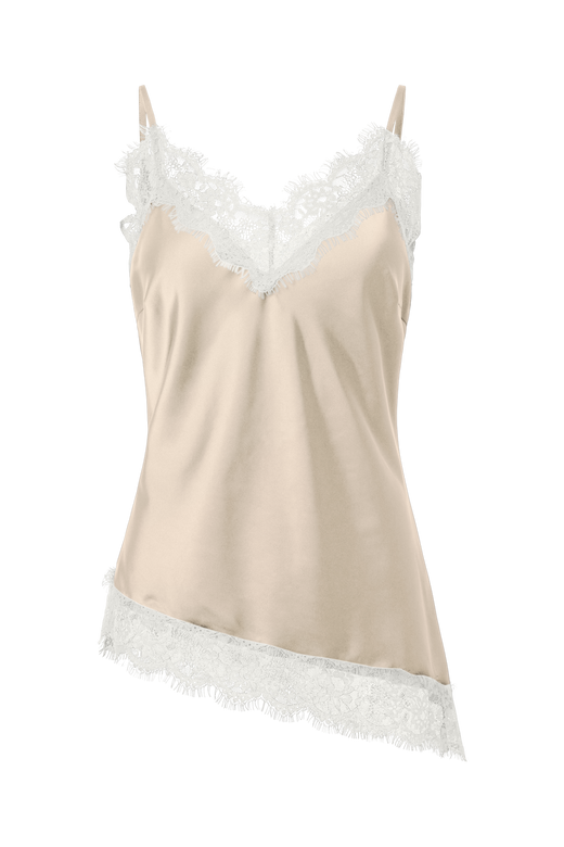 Pieces - Pcjessa Singlet W/Lace - 5082892 Silver Lining Lace Insert In White