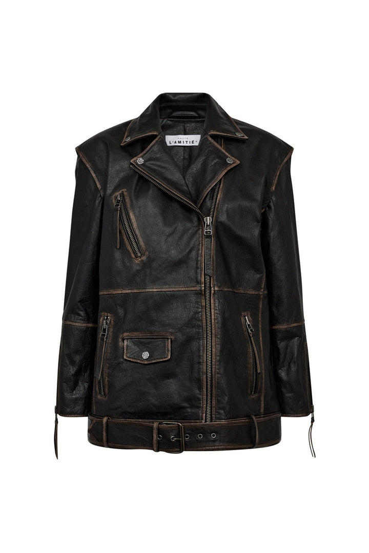 Haute L'Amitié - Leather Biker Wing Jacket HL10206 - Black