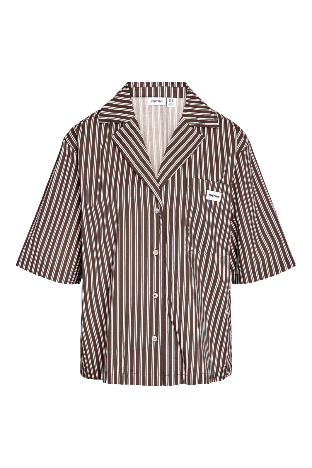 Noisy May - Nmfrida 2/4 Stripe Button Shirt - 5191105 Chocolate Brown Birch