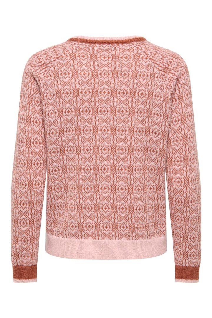 JDY - Jdybryn Life L/S Oneck Jacq Pullover Knt - 5049958 Peachskin W. Chutney Jacq.