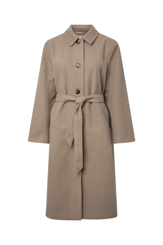 Pieces - Pcaya Long Coat - 5050603 Greige Melange