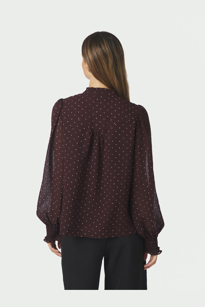 Neo Noir - Astrida Dotted Blouse 170798 - 174 - Burgundy
