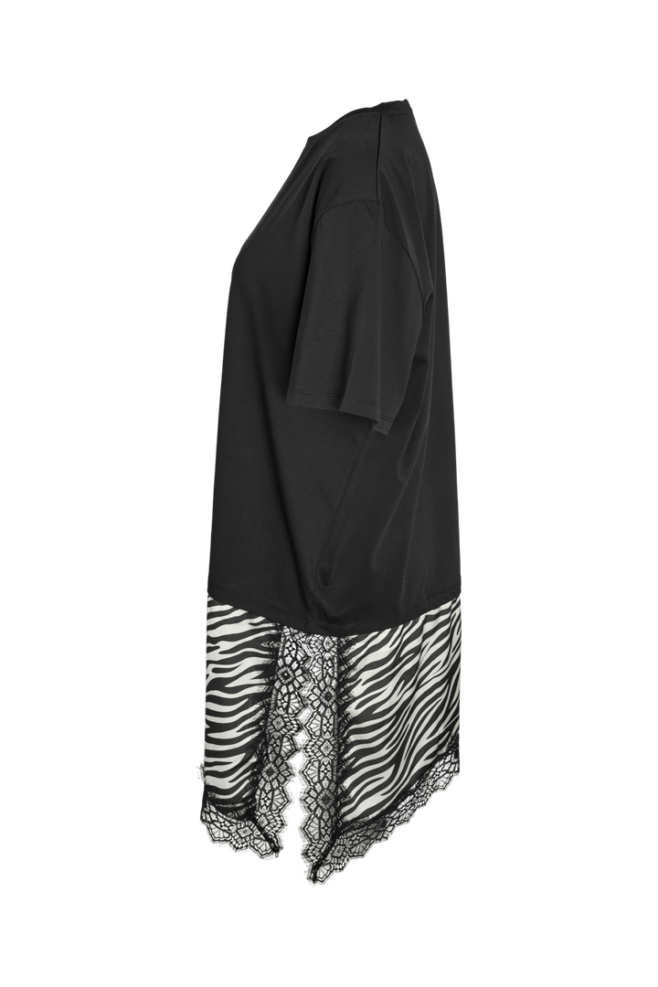 Noisy May - Nmfilla S/S Oversize Satin T-Shirt - 5191000 Black Zebra