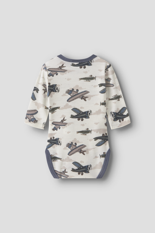 Name It - Nbmwillitus Wool Ls Body - 4951590 Snow White Airplanes