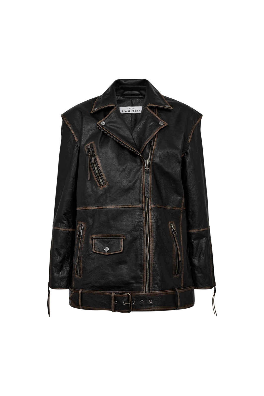 Haute L'Amitié - Leather Biker Wing Jacket HL10206 - Black