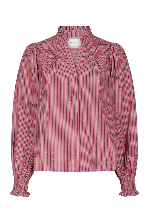 Neo Noir - Astrida Soft Stripe Stone Blouse 170370 - 393 - Dark Rose