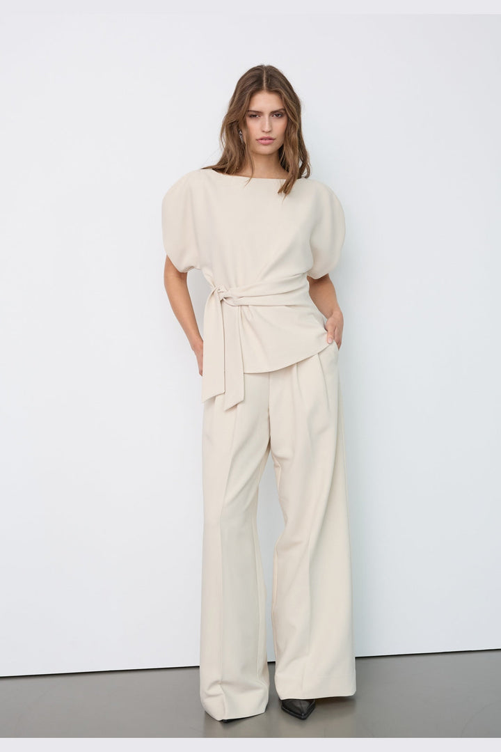 Co´Couture - Acilecc Pleat Ss Blouse 500458 - 10006 - Bone