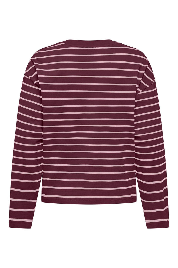 Only - Onlhappy L/S O-Neck Stripe Tee - 5203236 Fig Pale Lilac Lena