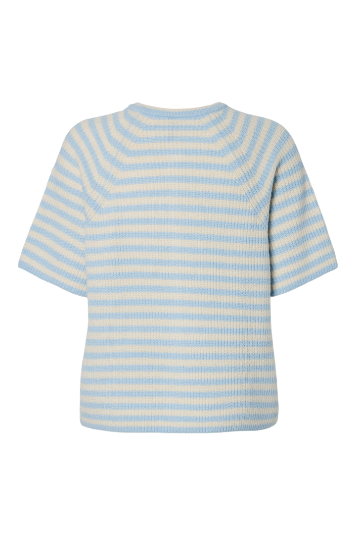 Pieces - Pcmalou Ss O-Neck Stripe Cardigan Pwp - 4931566 Cashmere Blue Birch