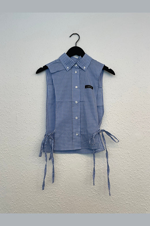 Haute L'Amitié - Front Lap Blue Check Shirt HL11083 - Pale Blue