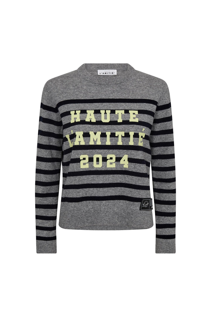Haute L'Amitié - Cash Ls Stripe Logo Knit HL10261 - Light Grey Melange