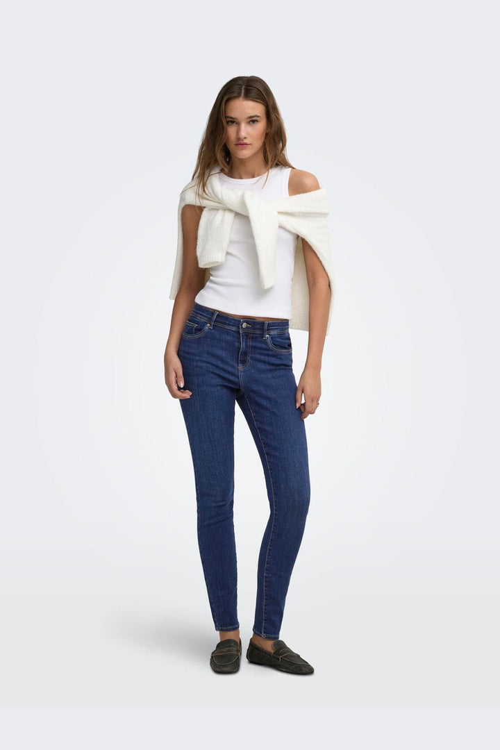 Only - Onllinea Mid Waist Lank - 5153998 Dark Blue Denim