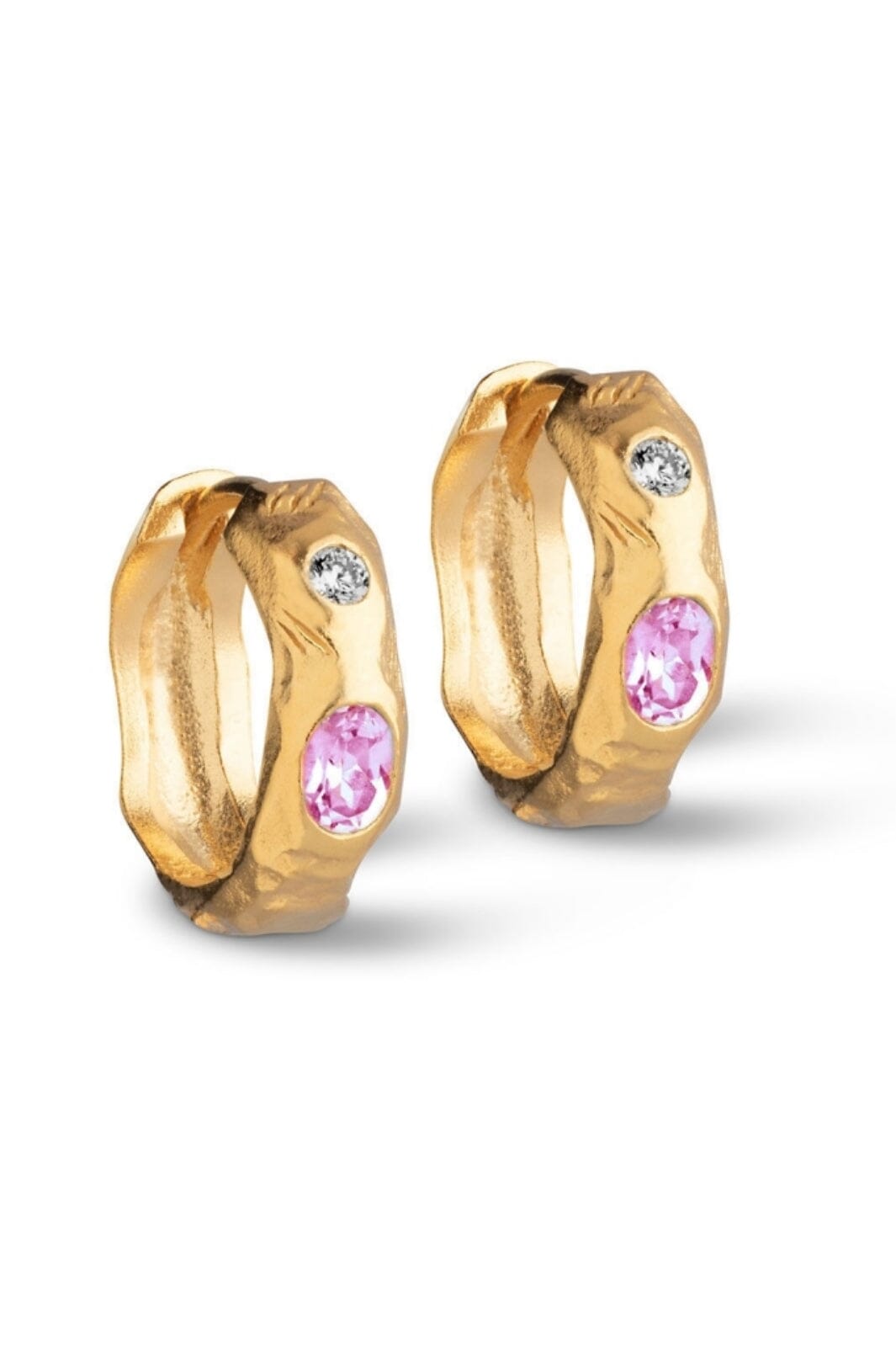 Enamel Copenhagen - Hoops, Leonora - Pink/White Cz Øreringe 