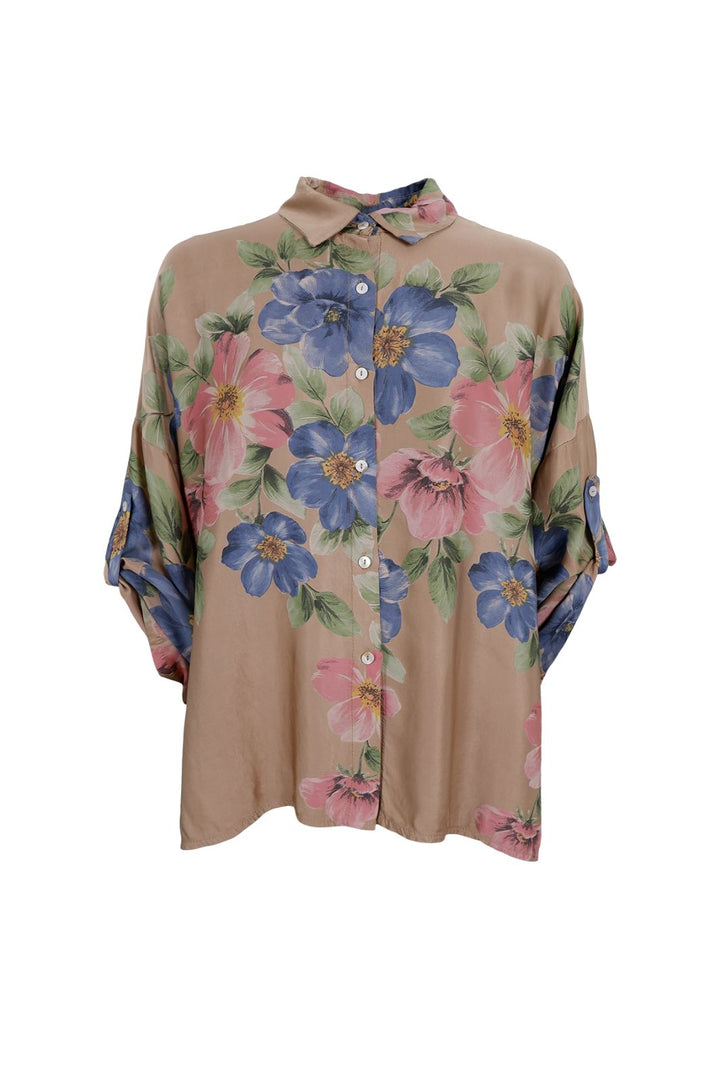 Forhåndsbestilling - Black Colour - Bcemme Flower Shirt 40951 - Frappe