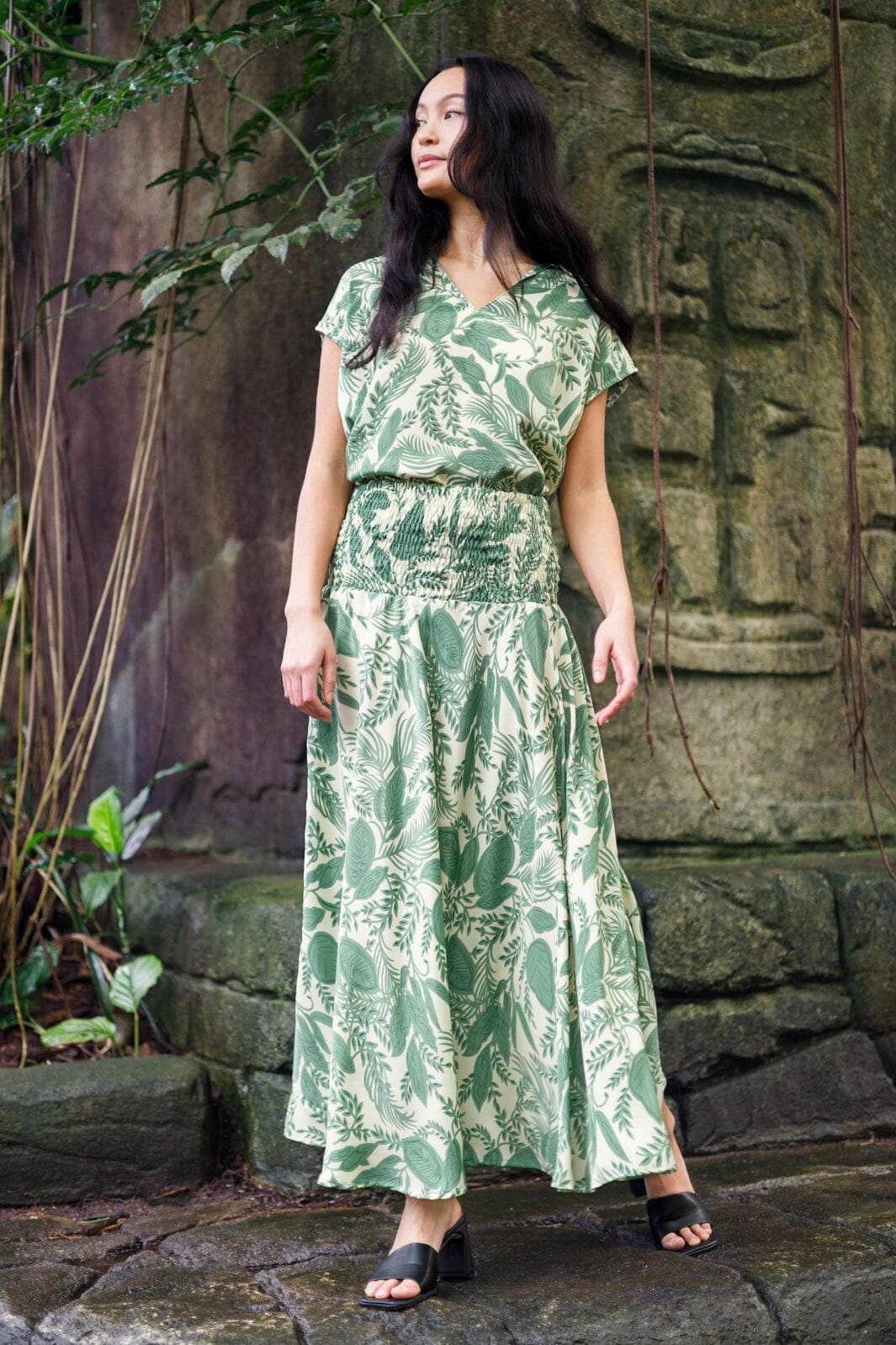 Black Colour - Bcluna Wide Smock Skirt 39217 - Sage Green