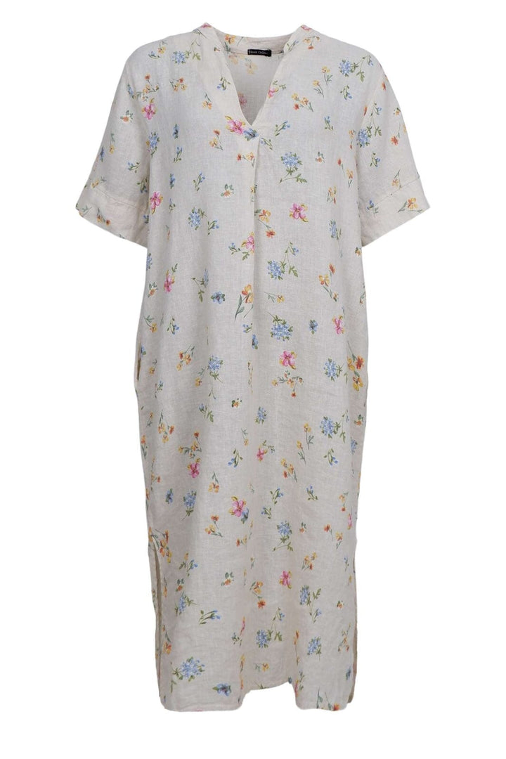 Black Colour - Bcmelina Long Linen Dress 40412 - Flower