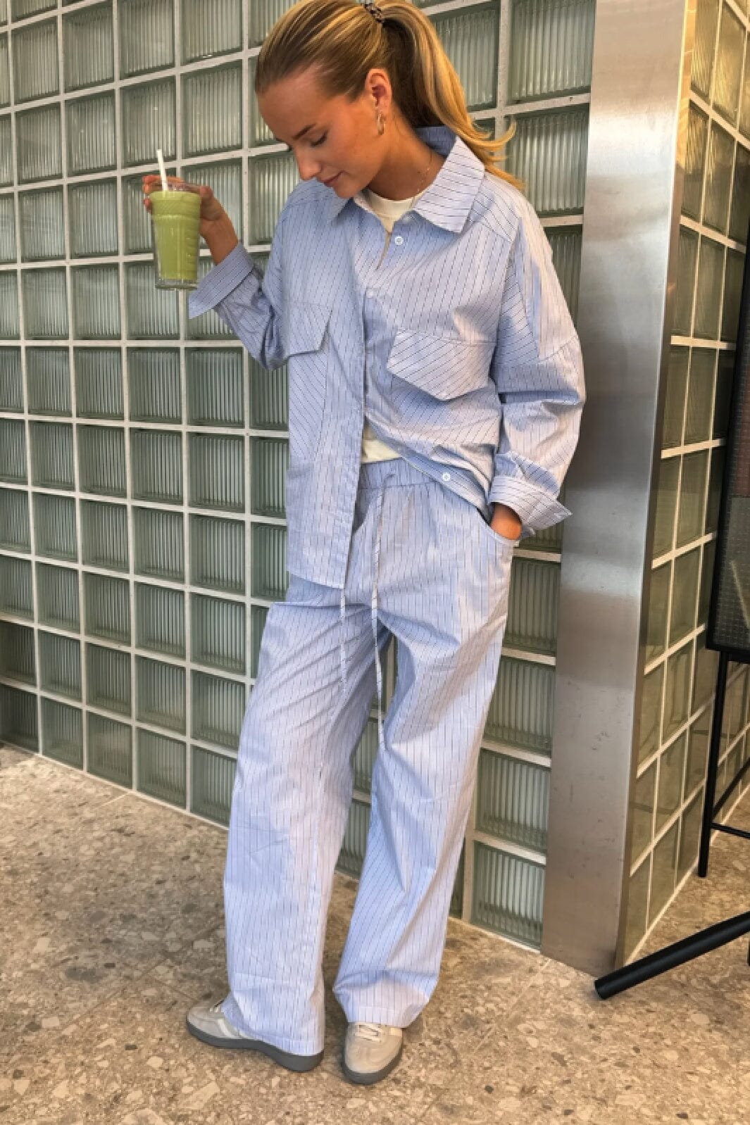 Forudbestilling - BYIC - Hannahic Pants - lbws Light Blue White Stripe Bukser 