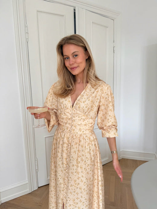 Forudbestilling - BYIC x Molly&My - Adelic Long Dress A2327 - Yellow Flower Print Kjoler 