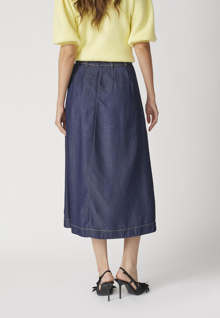 Forudbestilling - Co´Couture - Anyacc Denim Pleat Skirt 34181 - 555 - Dark Denim Nederdele 