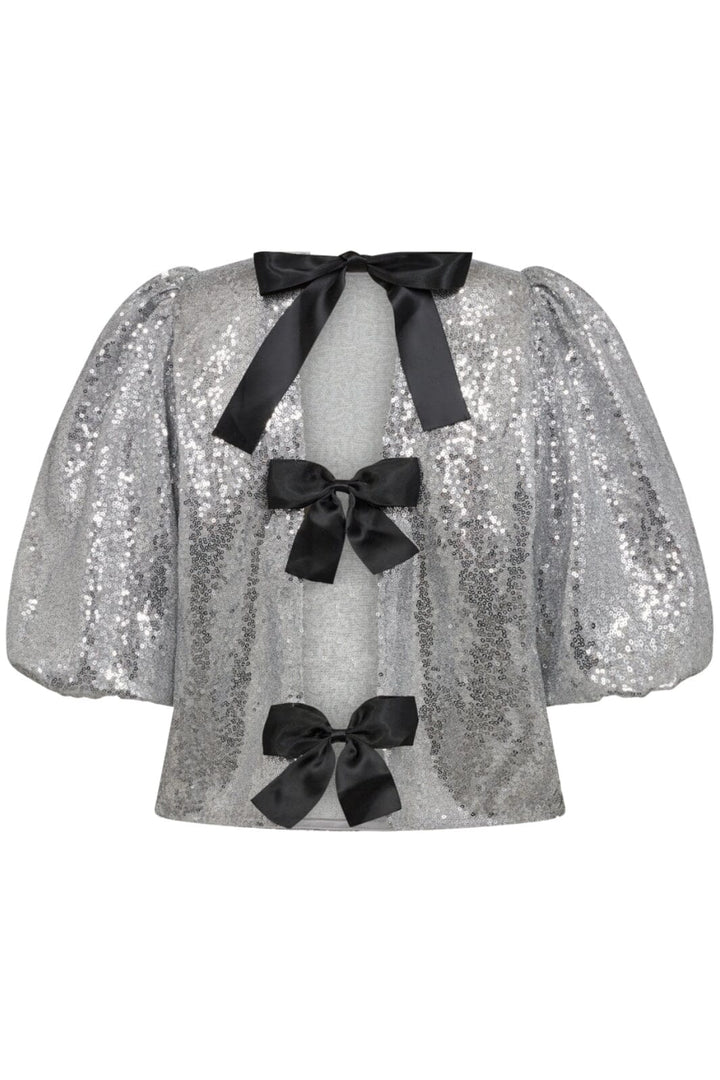 Forudbestilling - Co´couture - Steviecc Sequin Bow Blouse 35333 - 930 Silver Skjorter 